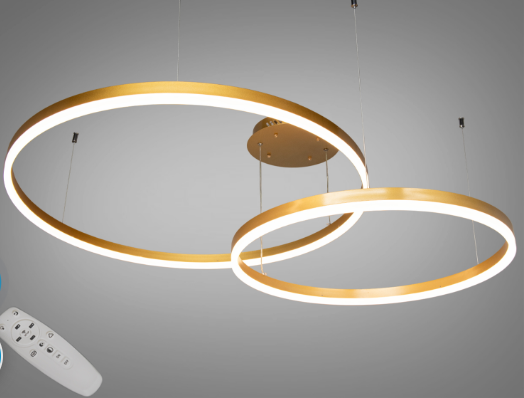 Люстра светодиодная подвесная с пультом/димером 100 Вт Золотой (D2485-800+600G)