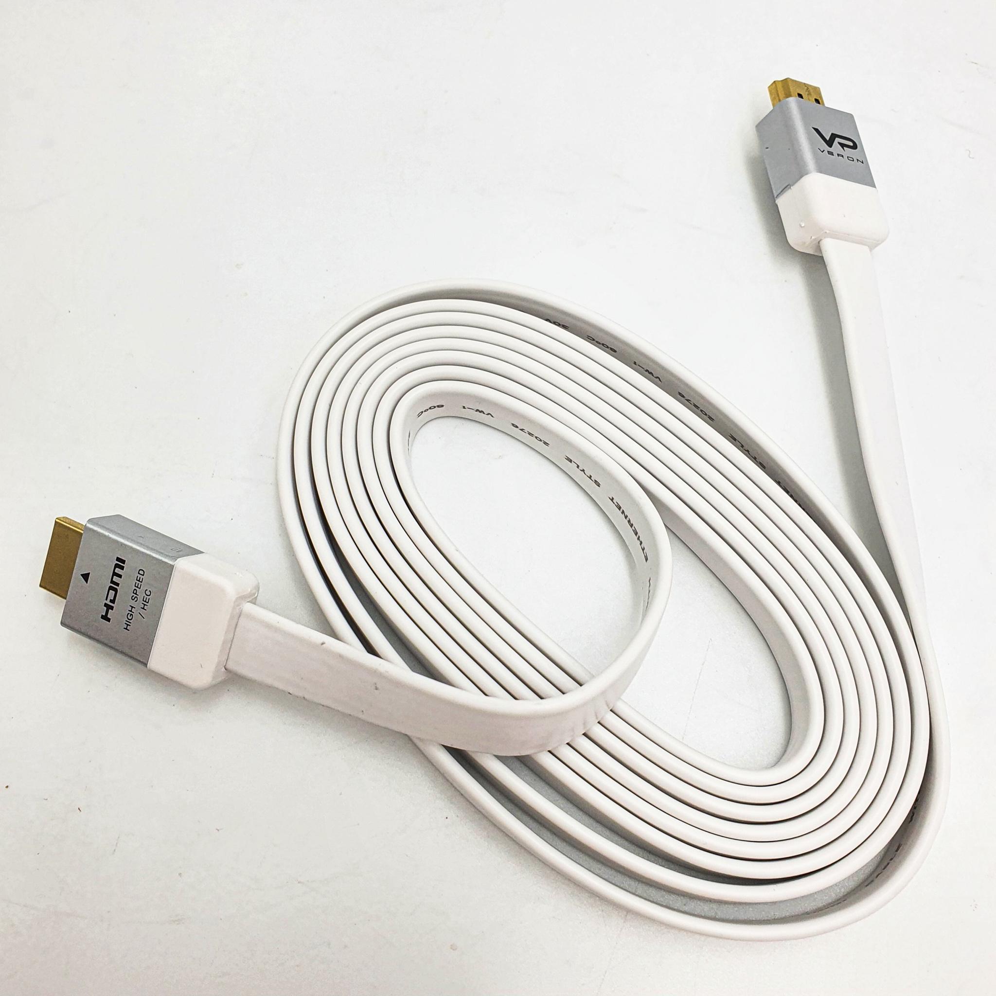 Кабель плоский HDMI to HDMI 4K з підтримкою Ethernet UltraHD 4K Veron 2,5 м Білий (a366b1c6) - фото 2