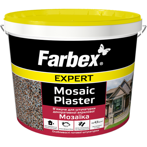 Декоративна штукатурка акрилова Мозаїка Farbex 4,7 кг Безбарвний