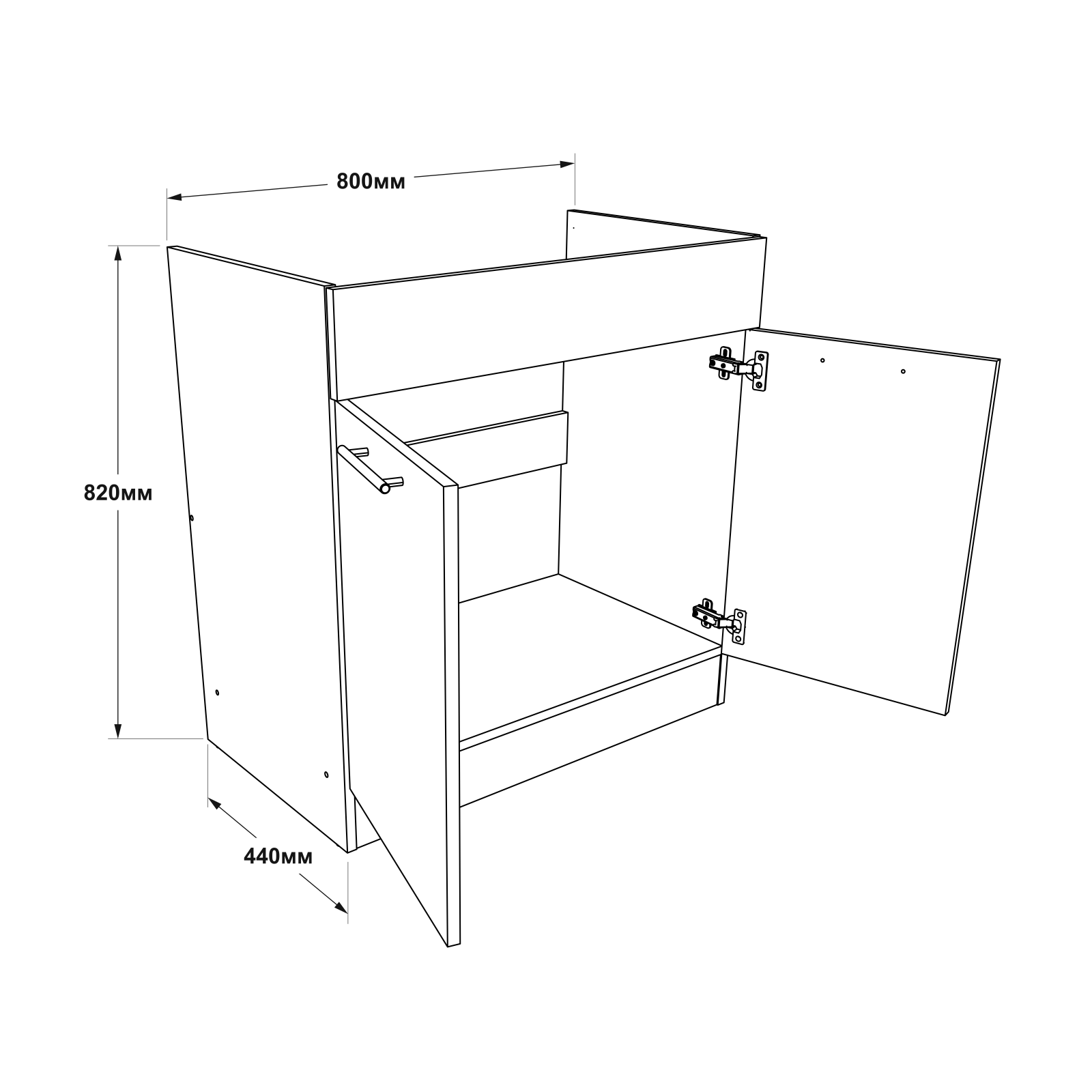 Шафа кухонна нижня без стільниці Еверест Еко під мийку 800 80х46х82 см Дуб Сонома/Білий (09079) - фото 3 Шафа кухонна нижня без стільниці Еверест Еко під мийку 800 80х46х82 см Дуб Сонома/Білий (09079) - фото 3
