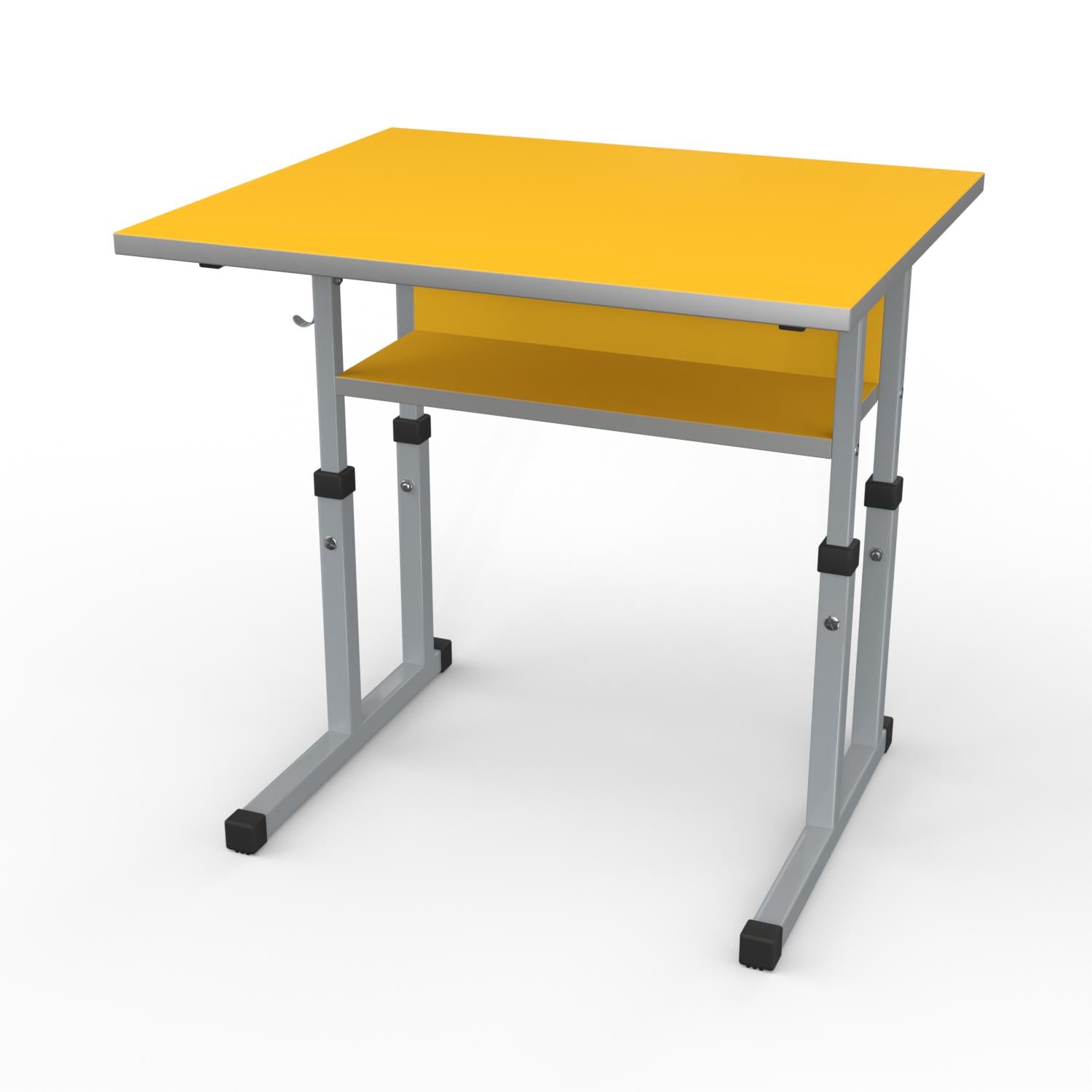 Парта школьная регулируемая 1-11 класс прямая столешница 600x500 мм Желтый/Серый (1111-y-s)