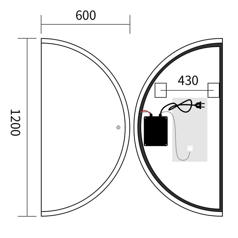 Зеркало для ванной комнаты MIXXUS Premium TOPPER MS03 LED Touch/Anti-fog/димер 3-6,5kK 60x120 см (MP6635) - фото 2