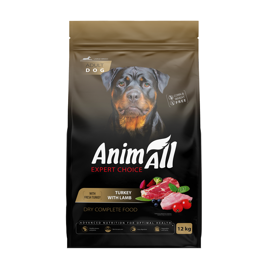 Корм сухой AnimAll полнорационный для взрослых собак больших пород со свежей индейкой и ягненком 12 кг (2998382259) Корм сухой AnimAll полнорационный для взрослых собак больших пород со свежей индейкой и ягненком 12 кг (2998382259)