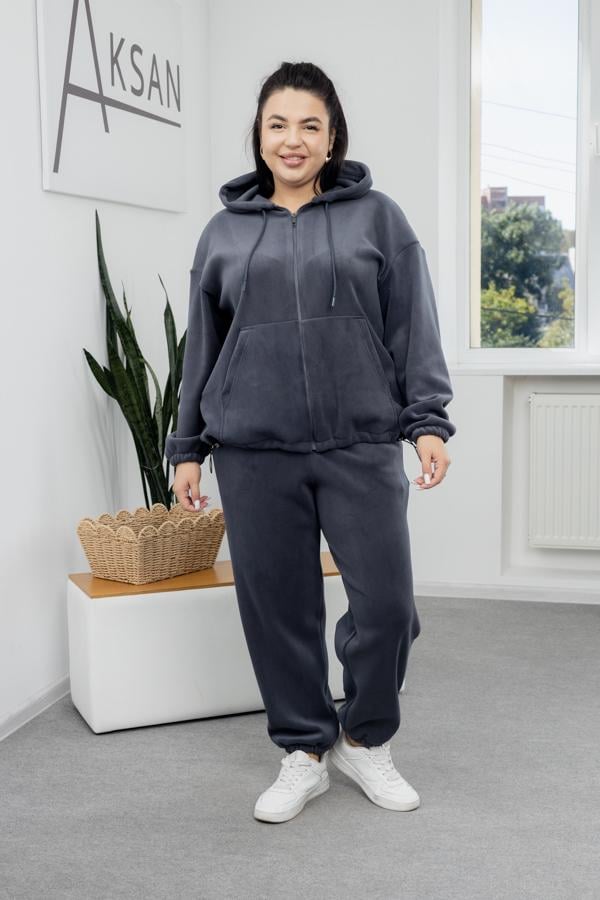 Спортивный костюм женский AKSAN зимний флисовый двойка XL Темно-серый (25.2789_dark-gray_48(XL))