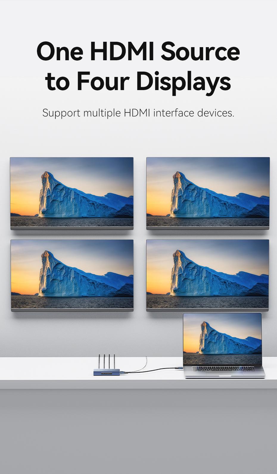 Розгалужувач Vention HDMI 1x4 4K 60Hz HDMI 2.0 HDR HDCP 2.2 Dolby Atmos алюмінієвий Синій (AKFL0-EU) - фото 4 Розгалужувач Vention HDMI 1x4 4K 60Hz HDMI 2.0 HDR HDCP 2.2 Dolby Atmos алюмінієвий Синій (AKFL0-EU) - фото 4