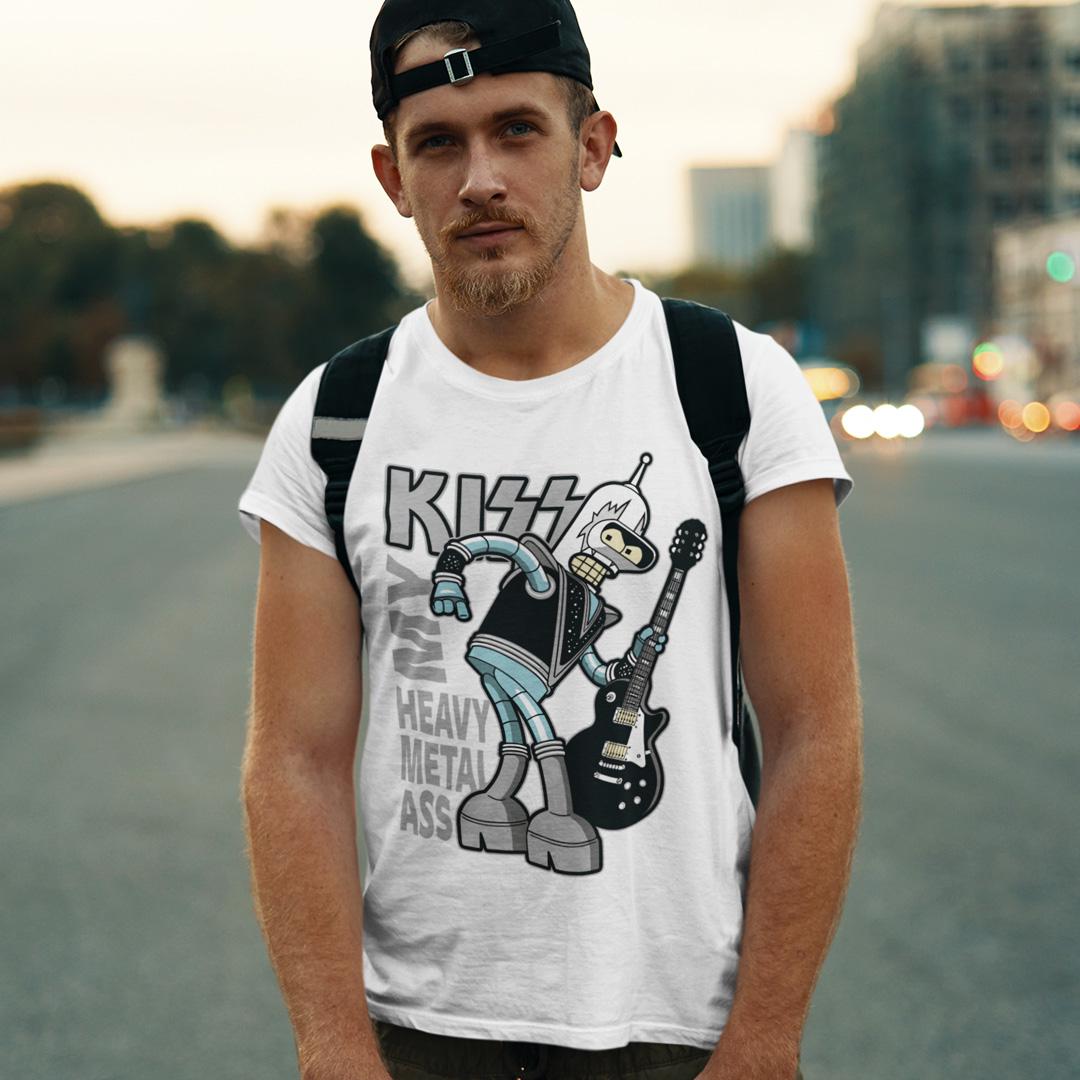 Футболка унисекс Futurama Kiss My Heavy Metal Ass 3XL Белый (32697805)