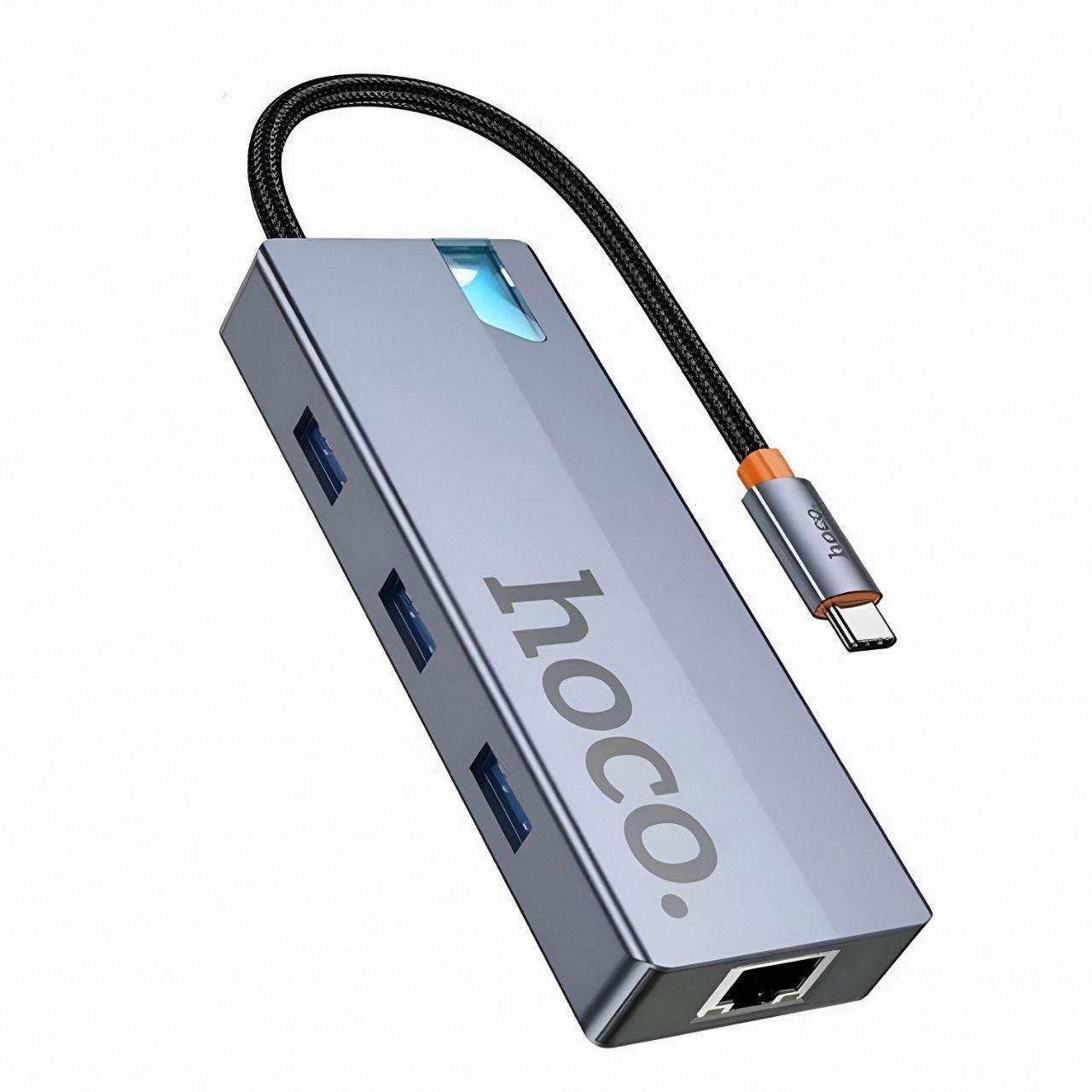 Переходник Hoco HUB HB51 алюминиевый сплав и акрил 74 г Переходник Hoco HUB HB51 алюминиевый сплав и акрил 74 г