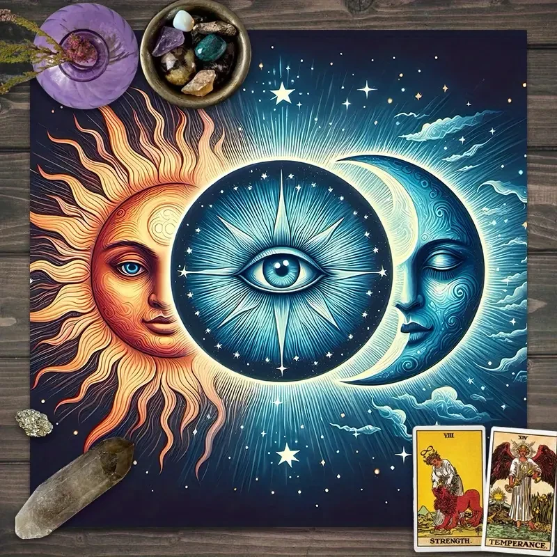 Скатерть для гадания на Таро Солнце и луна Всевидящее око 49х49 см