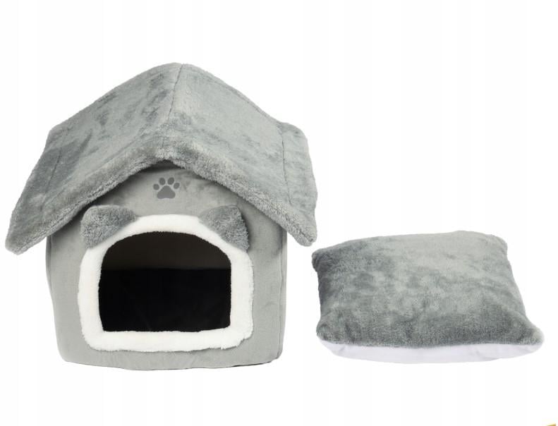 Кровать мягкая плюшевая для кота с крышей на молнии