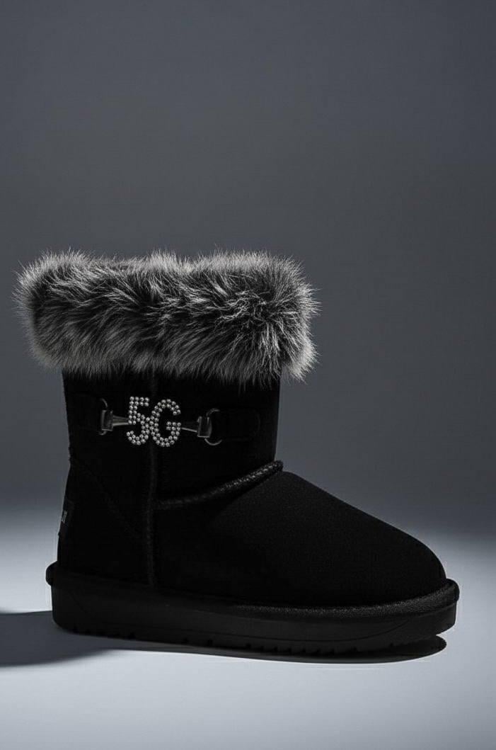 Угги дитячі Hengji 1936 натуральна замша та хутро р. 29 Чорний (30704881) - фото 2