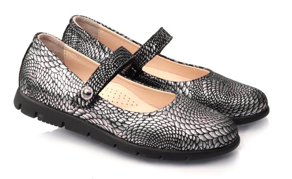 Туфли Topitop для девочек 1563 нубук р. 35 Черно-серебристый