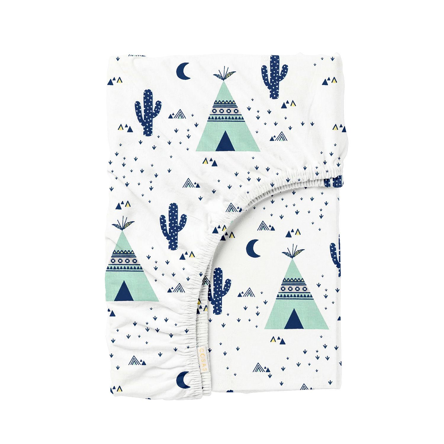 Простынь Cosas на резинке в детскую кроватку 60x120 см Wigwam Cactus (4822052149348)