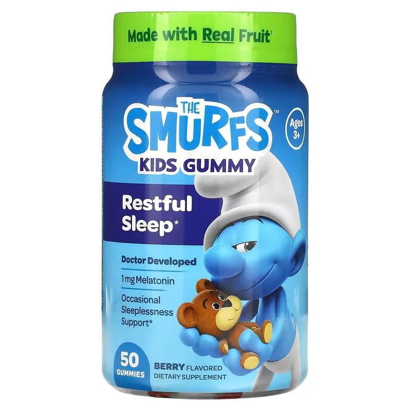 Витамины для детей The Smurfs Kids Gummy Restful Sleep Ages 3 для поддержки сна 50 gummies berry