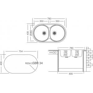 Мойка кухонная UKINOX FAL 780.435 20 GT 6K декор - фото 2