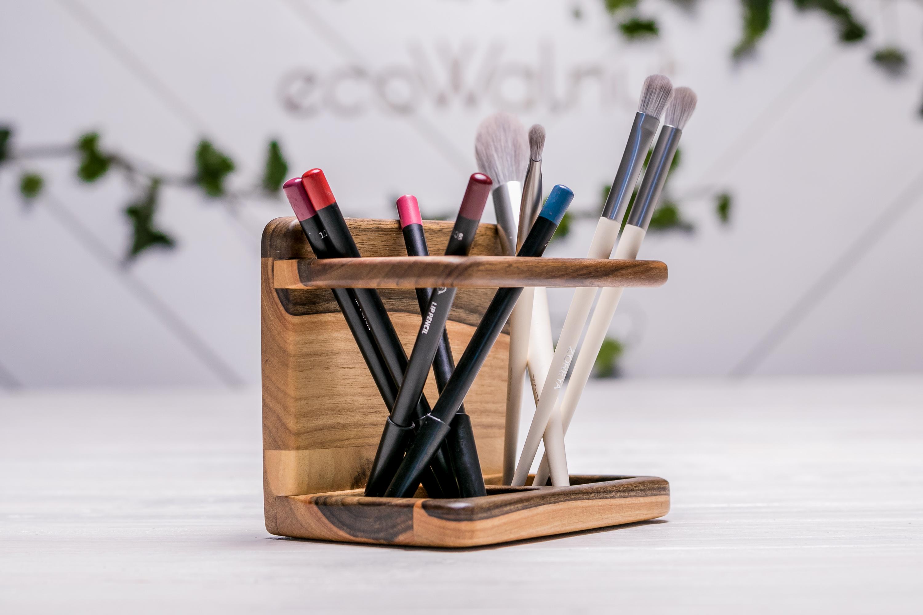 Косметичка EcoWalnut настільна жіноча для пензликів з гравіюванням Make-up (EW-28.1) - фото 7