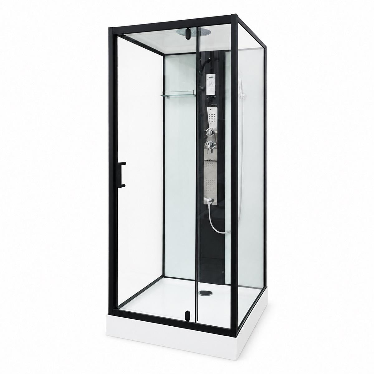 Душевой бокс с гидромассажем VERONIS BKN-9-90 90x90x220 см с низким поддоном/тропическим душем/Bluetooth и радио Черный профиль (27480)