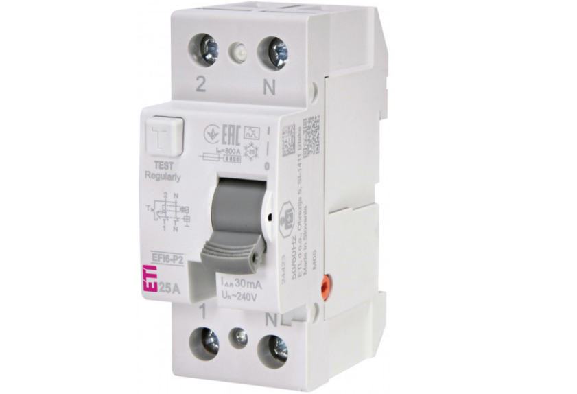 Диференційне реле 2р EFI6-P2 25а тип (6kA) ETI