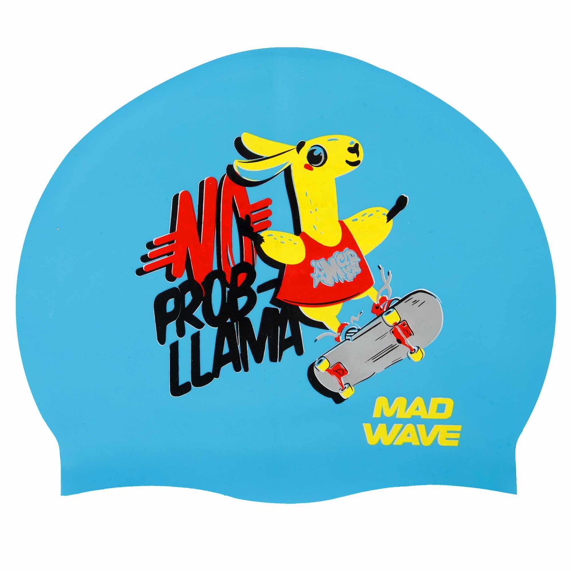 Шапочка для плавания Mad Wave Junior LLAMA M057910 силиконовая Голубой (AM0009405)