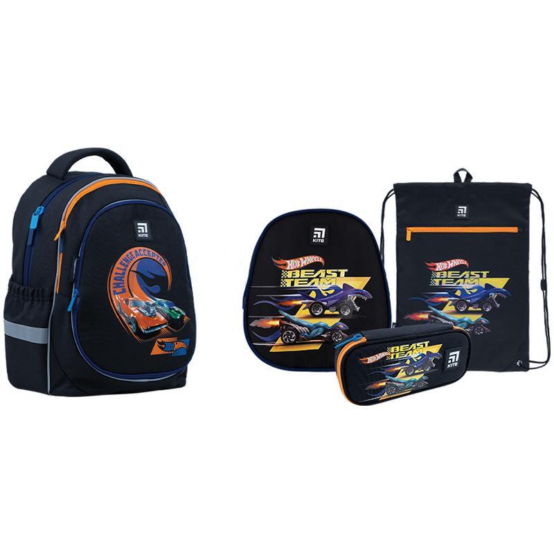 Шкільний набір Kite Hot Wheels рюкзак з двома панелями/пенал/сумка для взуття (202411)
