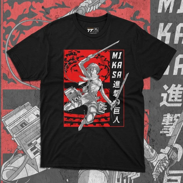 Футболка мужская с принтом Атака Титанов Микаса р. 48 (2896478675)