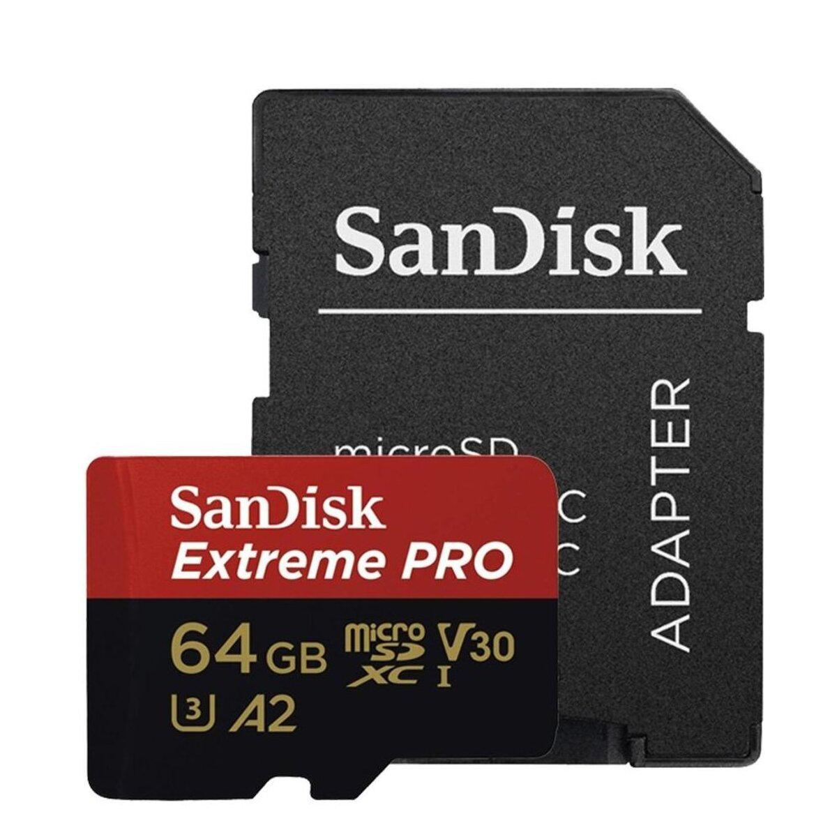 Карта памяти SanDisk microSDXC Extreme Pro 64 Гб с адаптером (SDSQXCU-064G-GN6MA)