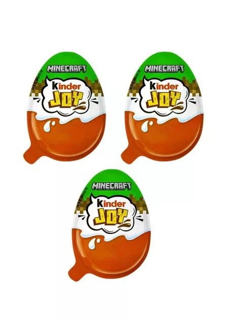 Яйцо шоколадное Kinder Joy Minecraft Лимитированная серия 3 шт.