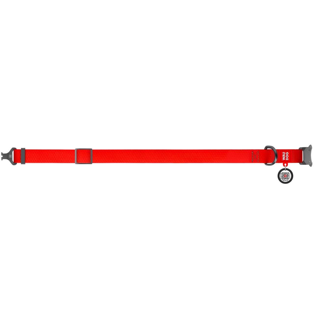 Ошейник для собак водостойкий Waudog Waterproof с QR паспортом/металлическая пряжка-фастекс XL 38-58 см 25 мм Красный (27843)
