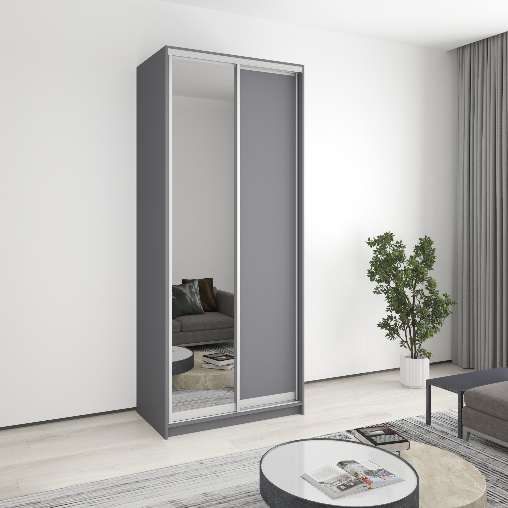 Шкаф-купе двухдверный Mebel Star Стандарт AL MBS-3672 100х45х240 см Антрацит (1004856)