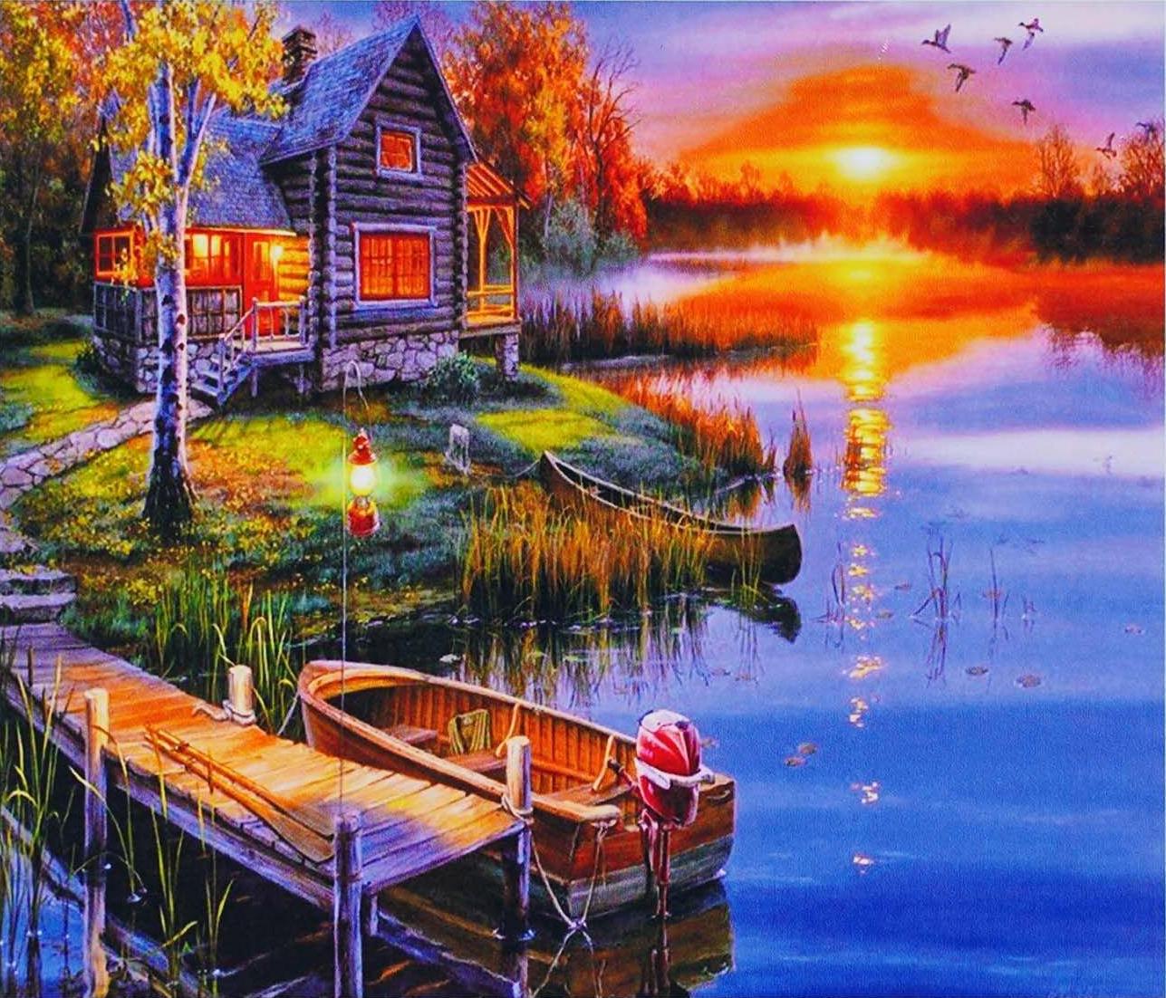 Алмазна мозаїка-картина за номерами TK Group B 70030/30 Захід сонця на озері в коробці 40х50 см (24710126)