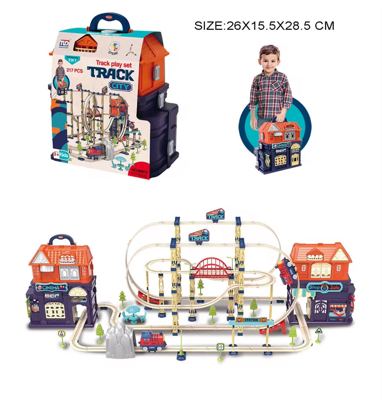 Набор Treck City Трек Железная дорога 2в1 бокс/трек/поезд со звуком 217 элементов (qsr-z59-x7d) - фото 2 Набор Treck City Трек Железная дорога 2в1 бокс/трек/поезд со звуком 217 элементов (qsr-z59-x7d) - фото 2