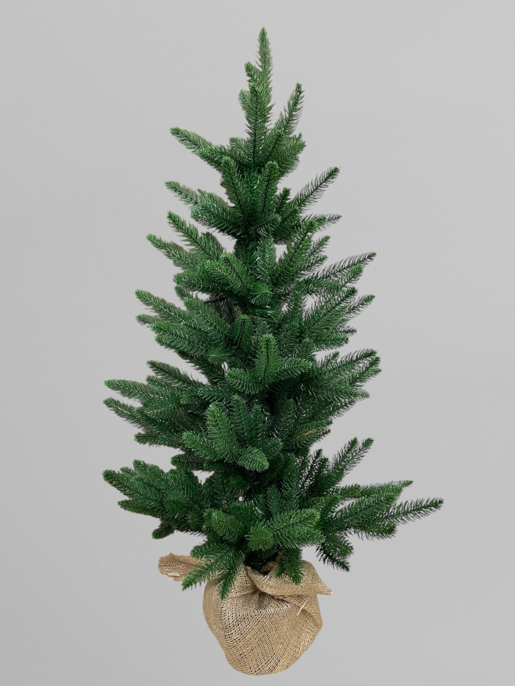Искусственная елка литая Classic в горшке с мешковиной 90 см Зеленый (Н01014)