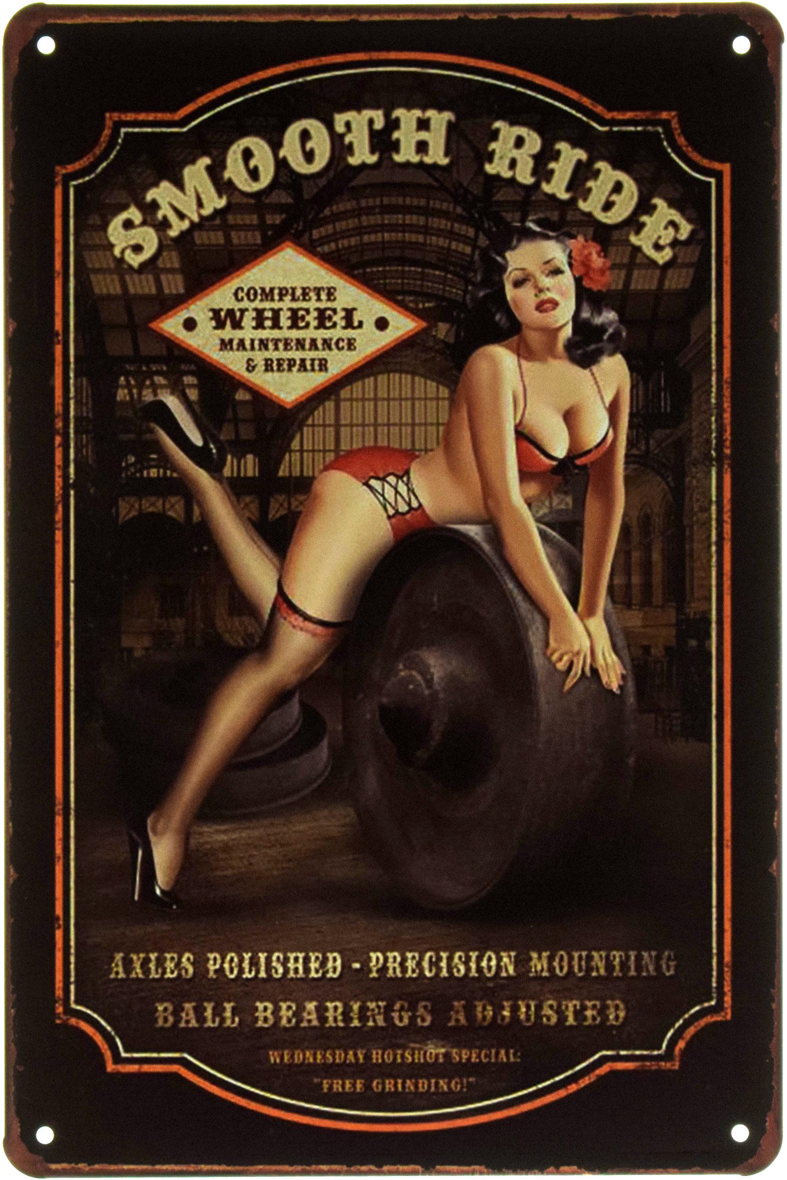Табличка металлическая Плавная Езда/Smooth Ride Pin Up 20x30 см