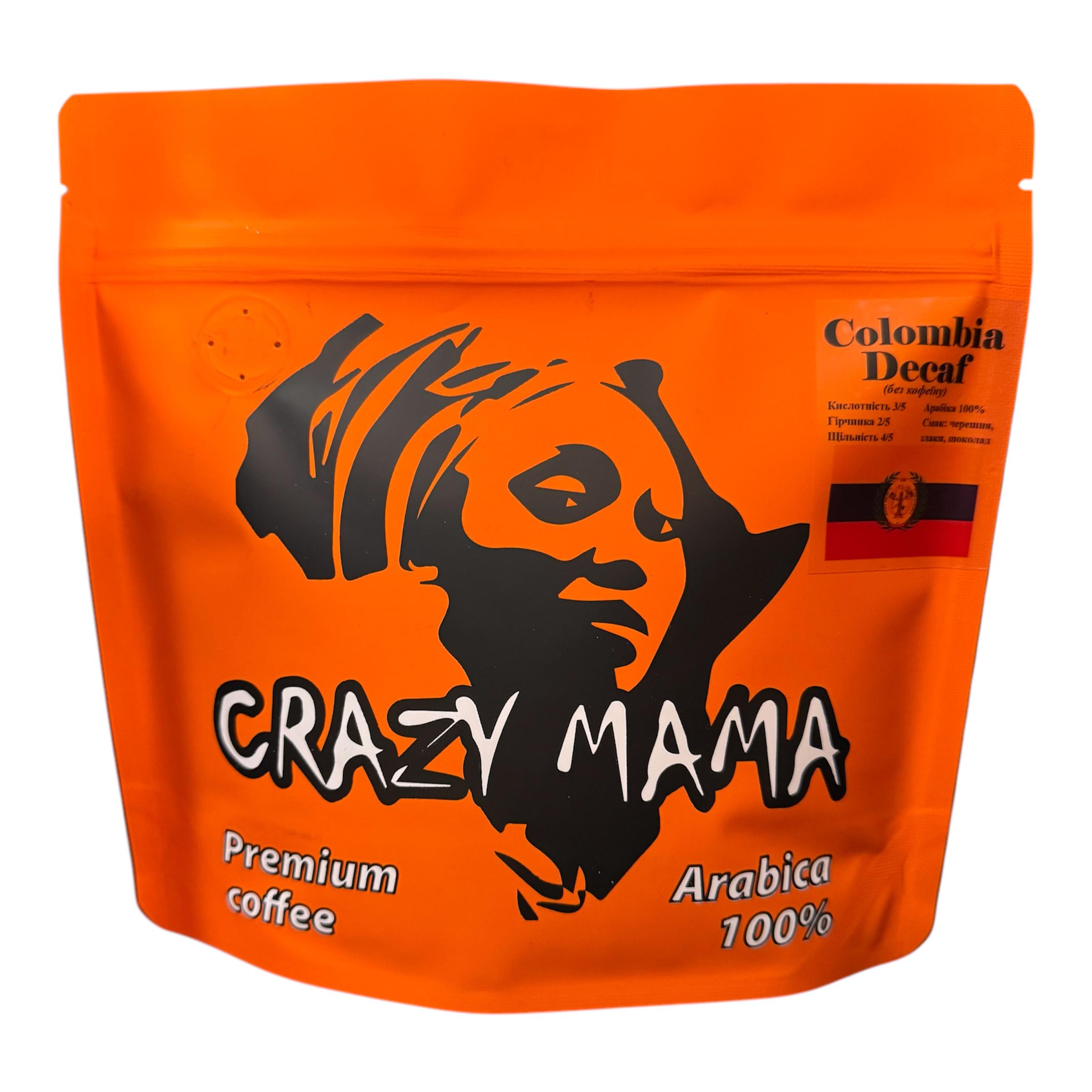 Кофе в зернах Crazy Mama Colombia Dekaf без кофеина 100% арабика 250 г (65154795)