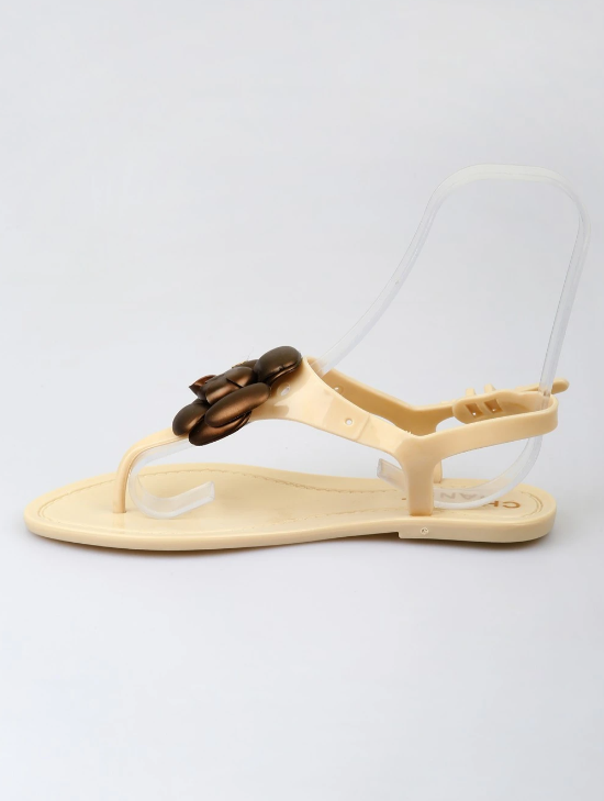 Босоножки шлепанцы женские пляжные р. 39 24,5 см Бежевый с коричневым (KG-7958) - фото 4