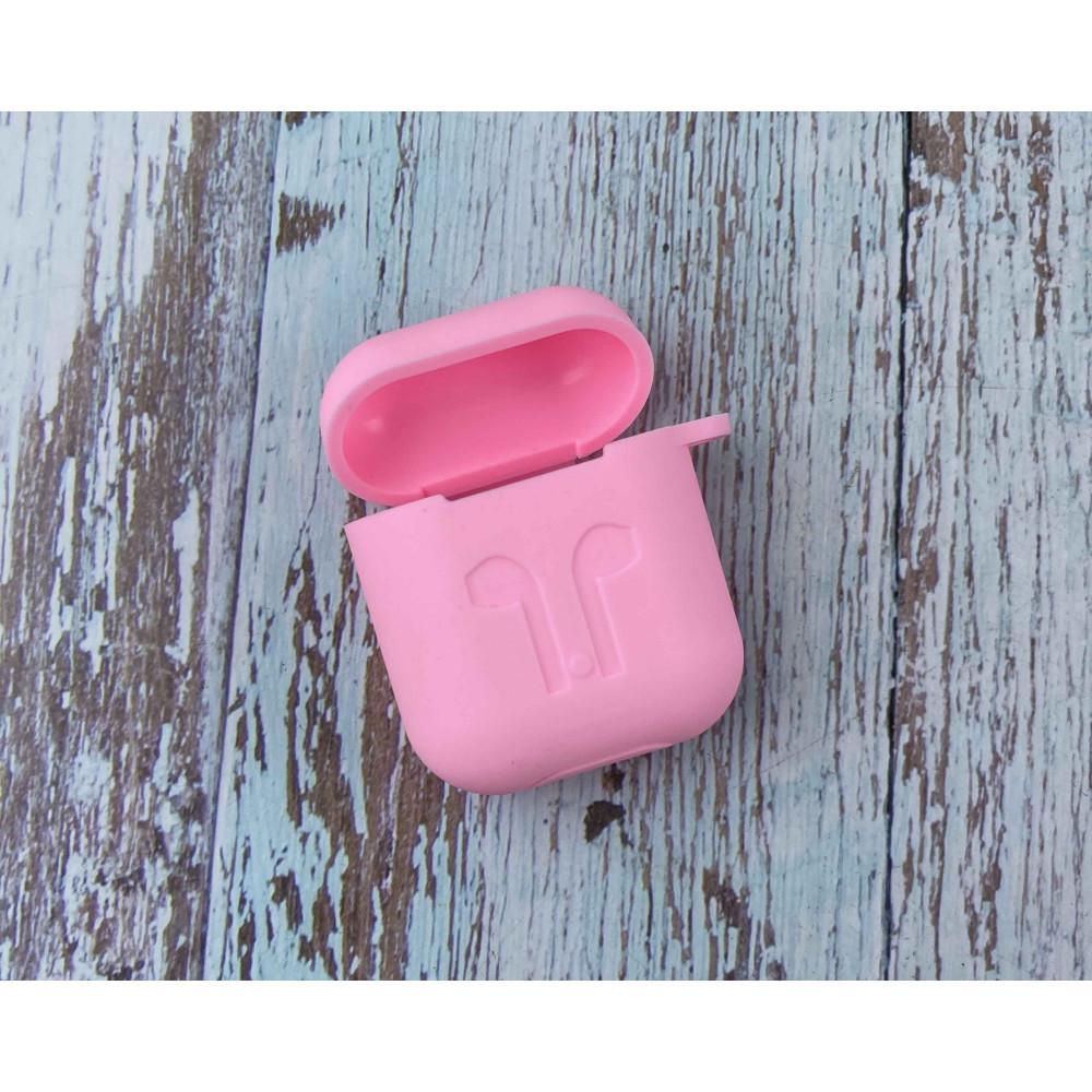 Силиконовый чехол с карабином для наушников AirPods 2 Розовый