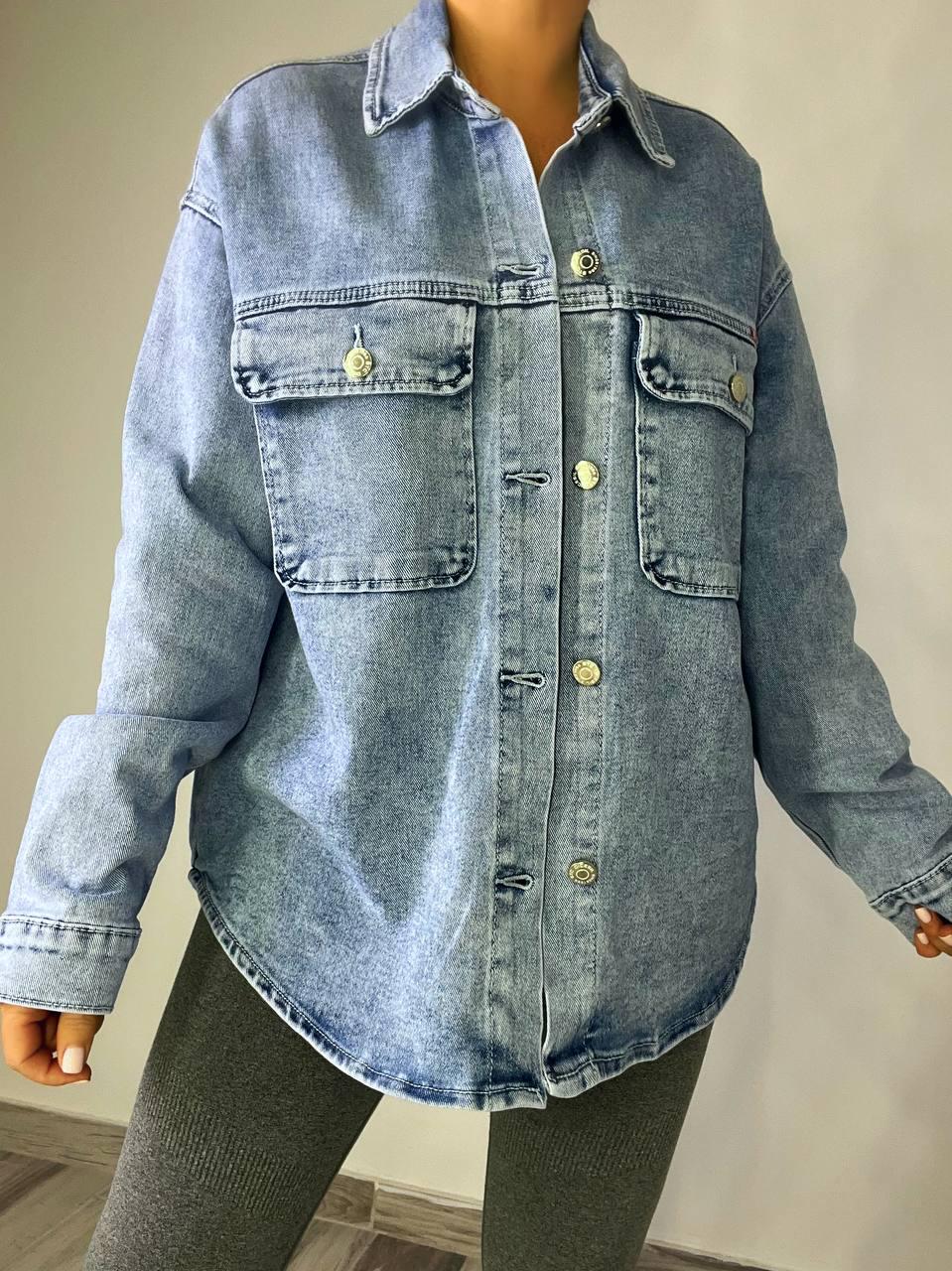 Сорочка жіноча Dicesil 2029 джинсова широка накладені кишені XL Блакитний (3879) - фото 4