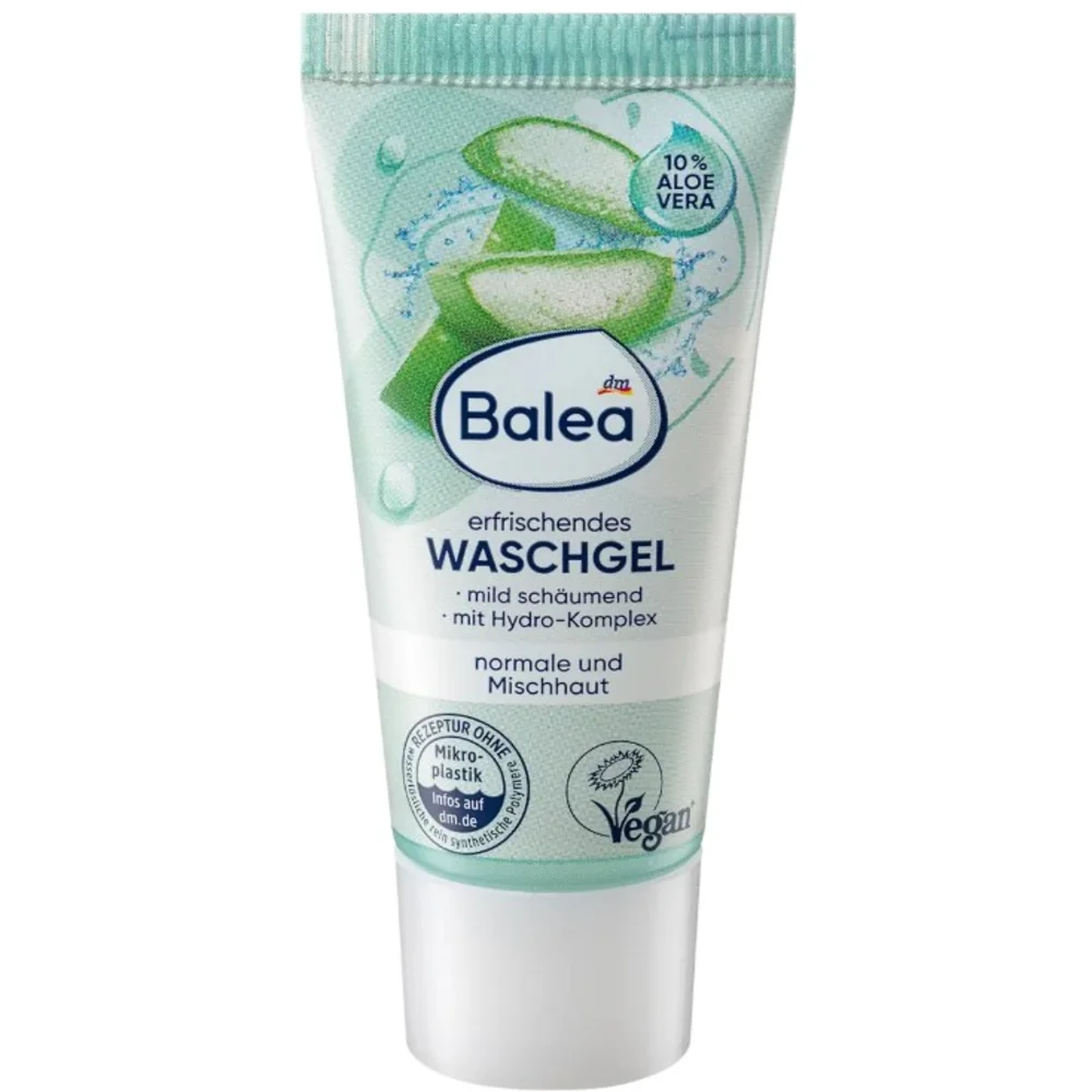 Гель очищающий для умывания Balea Aloe Vera 10% для увлажнения кожи 20 мл