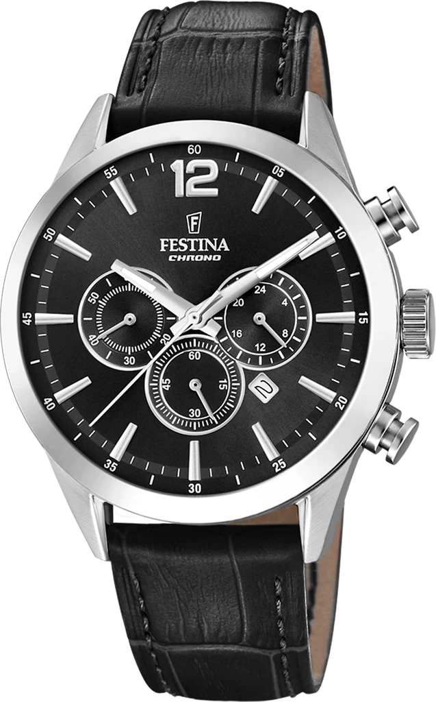 Наручные часы мужские Festina F20542/5 Timeless Chronograph со стальным корпусом WR 50 м и черным циферблатом Наручные часы мужские Festina F20542/5 Timeless Chronograph со стальным корпусом WR 50 м и черным циферблатом