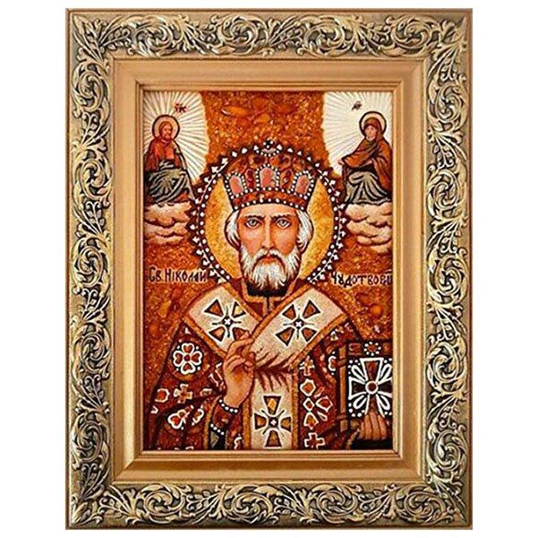 Икона Пресвятой Николай Чудотворец янтарная 20х30 см (М0131-20х30)