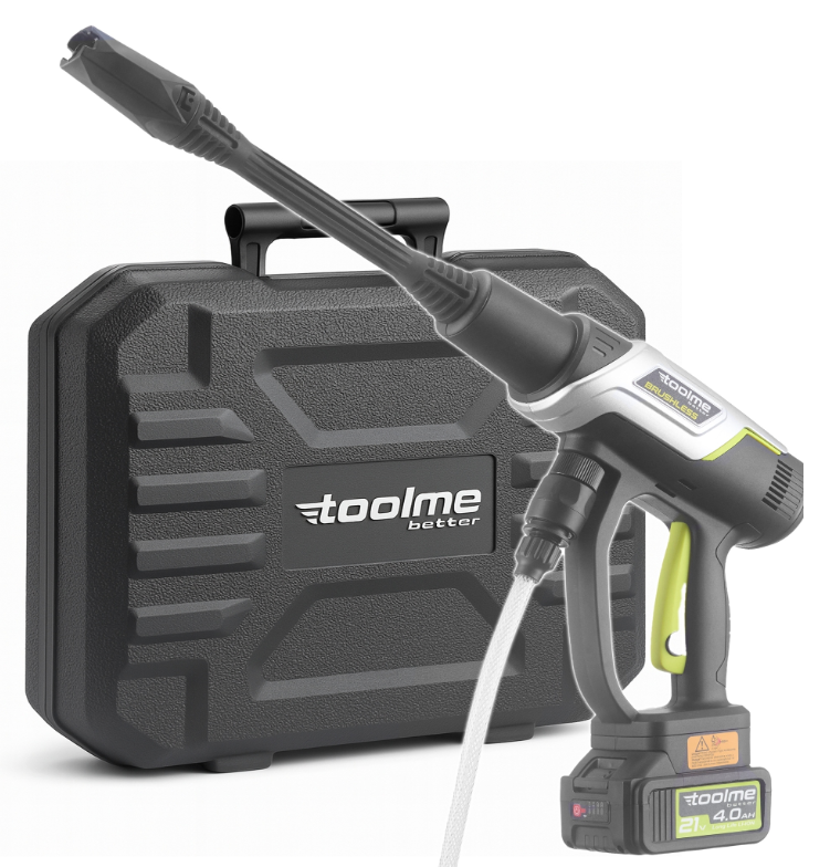 Мойка высокого давления аккумуляторная Toolme TM280 PRO BRUSHLESS 450 Вт с алюминиевой помпой/2 аккумулятора 21 В/пеногенератор (2927649653)