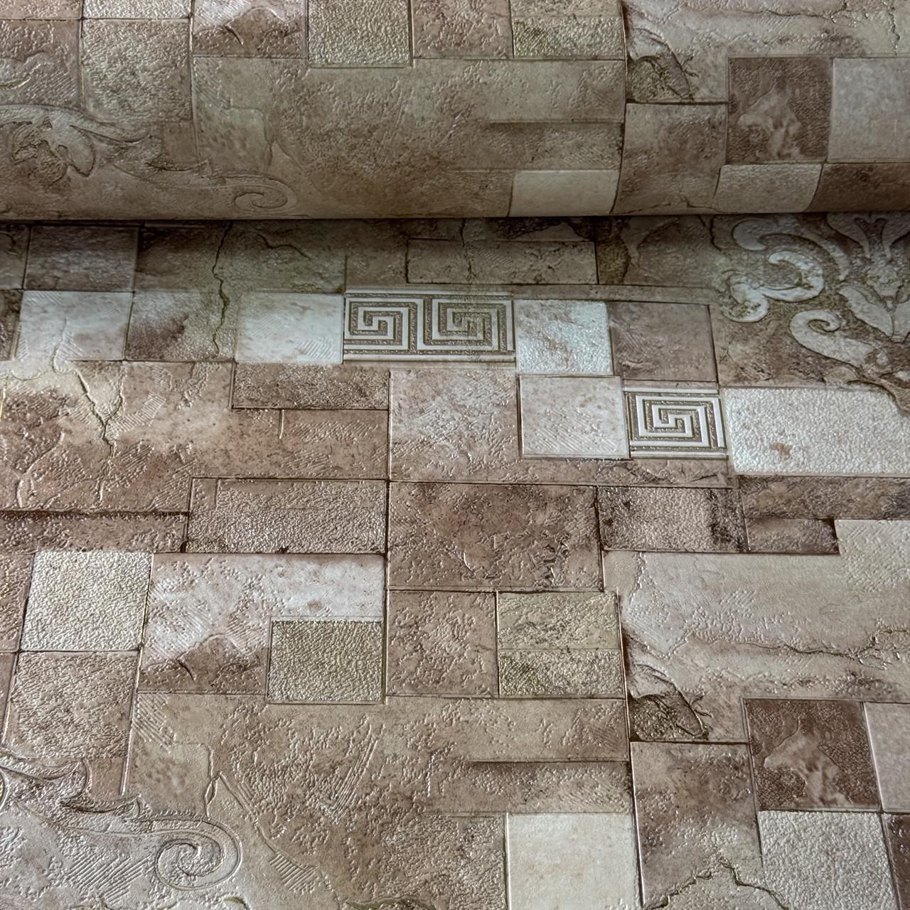 Шпалери вінілові на паперовій основі миючі під камінь 0,53x10,05 м Коричневий (5792-02) - фото 4