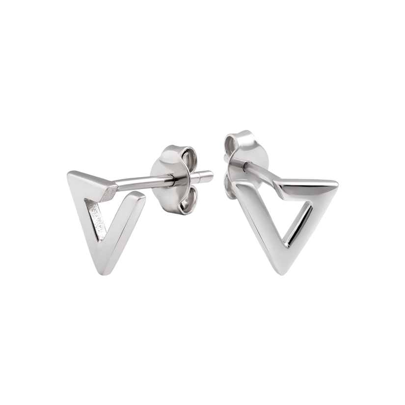 Серьги серебряные пусеты Треугольная классика без вставок