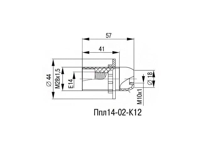 Патрон с кольцом УЭК Ппл14-02-К12 E14 без стопора пластик 57х26 мм Белый (EPP21-02-01-K01) - фото 2