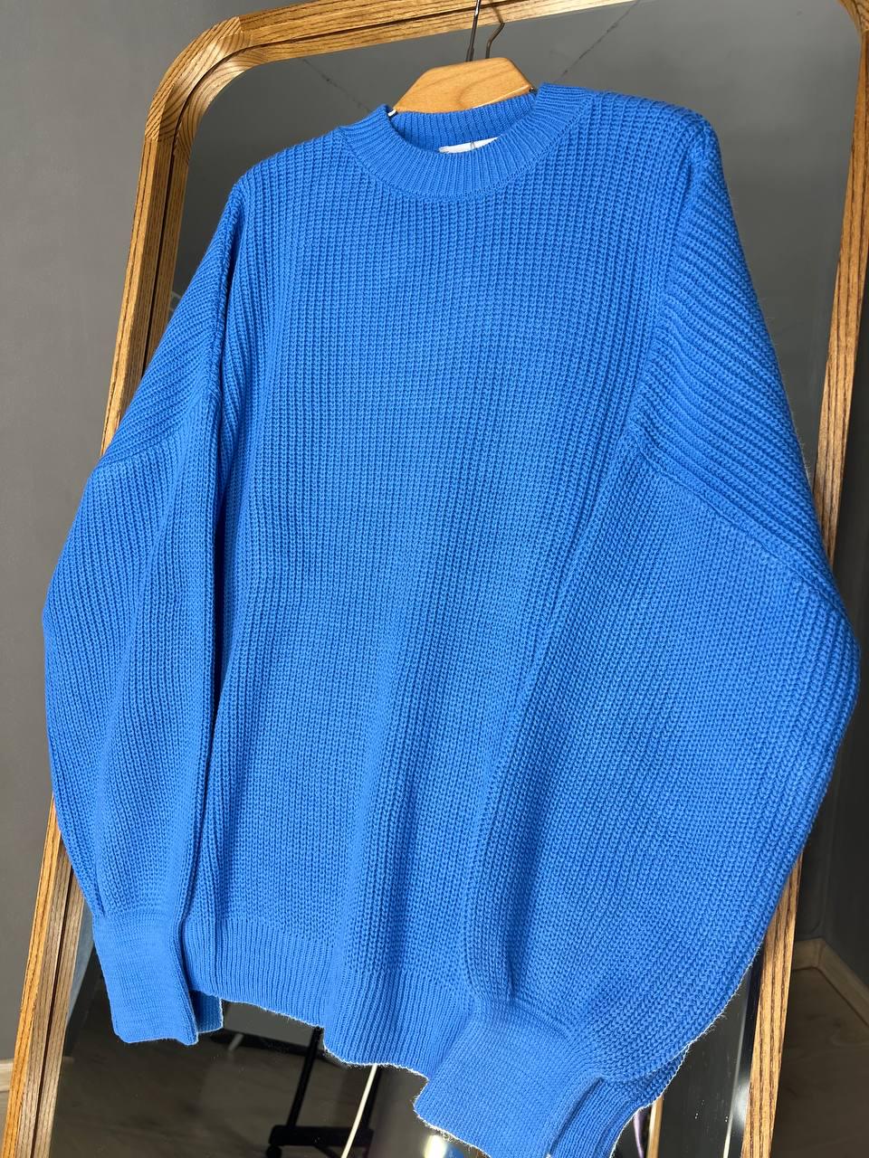 Светр жіночий MIX RAY 6607 широкий подовжений OS Блакитний (1035) - фото 7