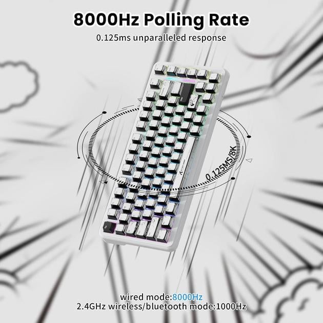 Клавіатура ігрова attack shark X82 PRO бездротова/магнітна/RGB-підсвічування Cosmic White (28780469) - фото 6 Клавіатура ігрова attack shark X82 PRO бездротова/магнітна/RGB-підсвічування Cosmic White (28780469) - фото 6