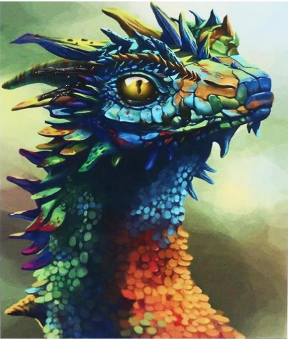 Алмазна мозаїка за номерами Josef Otten Кольоровий дракон 61021_BGLD 30x40 см (MTT-177638)