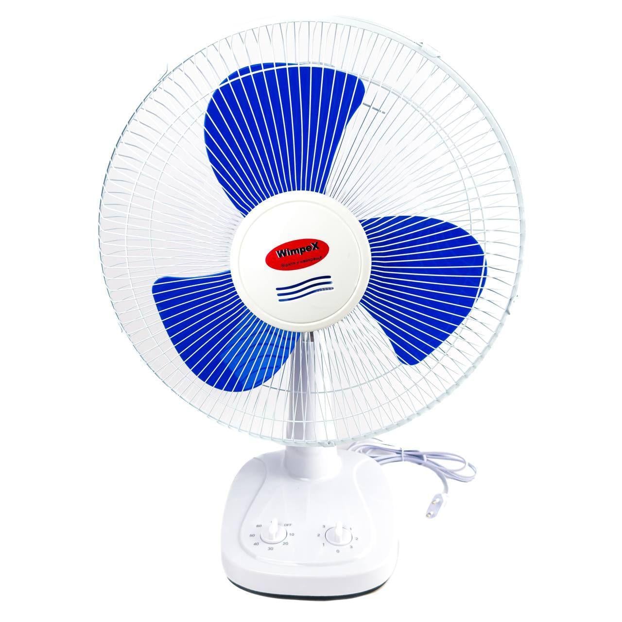 Вентилятор настольный WimpeX WX-1601 d 40 см Белый с синим (4702)