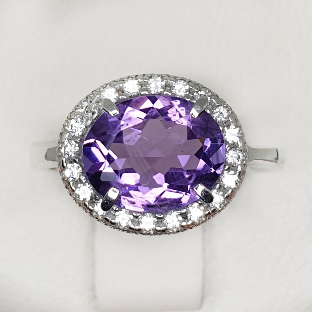 Кольцо серебряное с аметистом р. 18 3,97 г (1422397113)