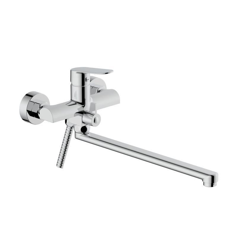 Смеситель для ванны Qtap Evia с длинным поворотным изливом с душевым гарнитуром Chrome (QTEVI260CRM47579)