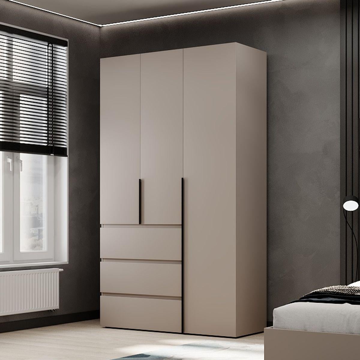 Шкаф распашный AiH Light №2 3-дверный с полками/ящиками и штангой для одежды 120х220х50 см Кашемир (LTK0214000000)